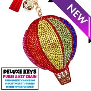 DeLuxe Keys Rhinestone Keychain/Purse Chain-Hot Air Balloon